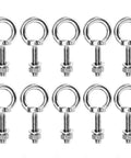 10 Pack M8 x 25mm Eyebolts With Nuts And Washers, Heavy Duty Stainless Steel 304 Marine Grade Shoulder Eye Bolts For DIY Projects, Furniture, Swing Sets, And Outdoor Use, Rust Resistant And Easy To Install, set of 10