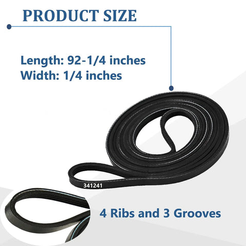 Durable Dryer Drum Belt Replacement For Most Major Dryers Easy Install No Fuss Quick Fix Fits 341241 Replacement Part