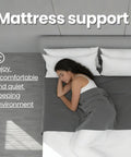 Queen Size Bunkie Board With Firm Anti Sag Under Bed Support Pad Flat Out Rock Solid platform supporting a person sleeping peacefully.
