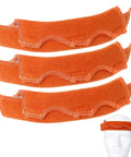 Three orange hard hat sweatbands on a white background, ideal replacement for welding helmets and construction hats