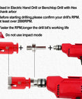 Diamond core drill bit set for tile; 12pc kit with arbors, shown as an assembly with a red cordless drill.