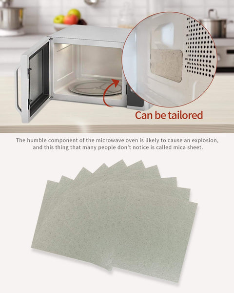 10 Pack Waveguide Cover Mica Sheets For Microwaves, universal fit cut to size 150x120mm, easy install heat shield shown in a microwave