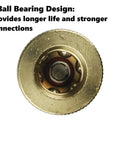 Close-up of 6-ball brass coupler from 5 Way Air Manifold with 1/4 Inch Industrial 6-Ball Brass Couplers, high corrosion resistance.