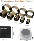 Leather Circle Cutter Set For DIY Leather Projects, 9 Piece Circle Punch Tool Kit Spanning 15 To 55mm with storage case and mat
