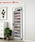 Over The Door 10 Tier White Hanging Shoe Organizer With Deep Pockets Holds 20 To 30 Pairs For Sneakers And Boots Durable Nonwoven Fabric Door Storage Solution