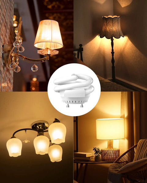 UL Listed 13W GU24 CFL Light Bulb 2700K Soft White 1000 Lumen Spiral With Twist Lock Base Two Pack for various fixtures.