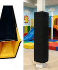 Heavy Duty Square Foam Pole Cover For Basements And Garages Featuring No Sweat Wrap Up Design and Tough As Nails Impact Shield for Wooden Columns in black