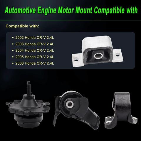 Honda CRV Engine Motor Mount Set Of 4 For 2002 2003 2004 2005 2006 2.4L Auto Transmission Replacement Fits OE A4504 A6597