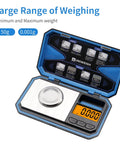 Pocket Digital Scale 200g Capacity 0.01g Precision Mini Food And Jewelry Scale With Protective Lid Battery Included Calibration Weight Included Six Weighing Modes G Oz Gn Ct Dwt Ozt Great For Powder Coffee Coins And Small Items open with display and buttons