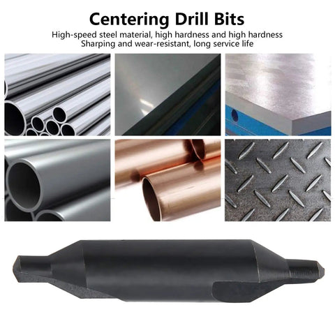 2Pcs 6Mm Hss Centering Drill Bits For Precision Milling And Bench Drilling Tasks showcased on various metal surfaces.