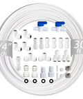 TSnsfCerti NSF 1/4 inch water line tubing with 23 push-to-connect fittings for RO refrigerator kit, 30 ft length.