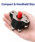 Heavy Duty 50 Amp Push Button Circuit Breaker Direct Drop In Replacement For Volvo Penta Mercruiser And Sierra Marine Systems viewed in hand.