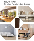 Coffee Knit Furniture Leg Socks Set, Double Thick Elastic Chair Leg Covers That Move Easily, Protect Floors, Cut Noise, And Keep Legs Snug On Sofas, Tables, And Chairs, 24 Pieces with room scenes showing furniture and covers.