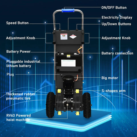 Heavy Duty Electric Stair Climbing Dolly, 880 Lb Capacity Hand Truck With Solid Rubber Tires features control panel and big motor.