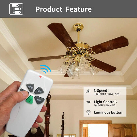 Ceiling Fan Remote Replacement For Harbor Breeze Hampton Bay, 303.9MHz, 3 Speed With Light Dimmer, Remote Only in use