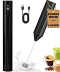 Soenglyun 3 Speed Rechargeable Milk Frother Handheld Press With Travel Cover Quiet Foam Maker For Latte Cappuccino, USB-C charger included.