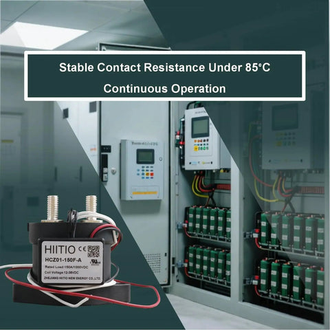 Heavy Duty 1000VDC 150A Dc Contactor Relay in electrical cabinet, epoxy sealed switch for EV charging and solar power systems.