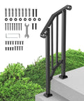 Heavy Carbon Steel Handrails For Outdoor Steps One Step Stair Rail Kit with accessories for easy installation on outdoor steps.