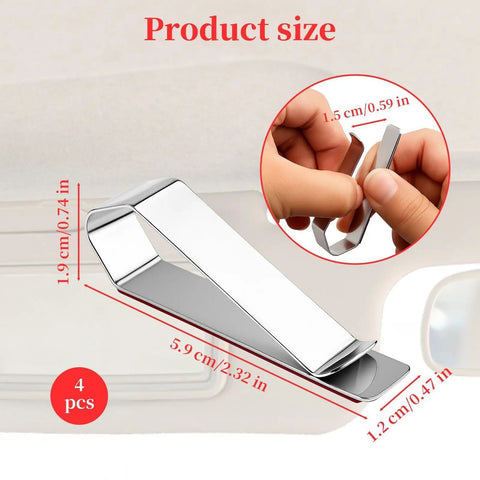 4 Pack Car Visor Photo Clips With Stainless Steel Clips And Strong Adhesive Universal Sun Visor Mounting Kit for easy photo organization