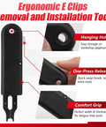 3mm And 4mm E Clips Assortment Kit With Pro Grade Ergonomic Installation And Removal Tool Includes 400 Clips And 100 Silver And 100 Black For Each Size Plus 2 Interchangeable Blades For DIY Auto Projects, black ergonomic tool with hanging hole