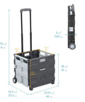 Collapsible Rolling Storage Cart On Wheels For Home Office Classroom Use Mobile Organizer With Retractable Handle dimensions