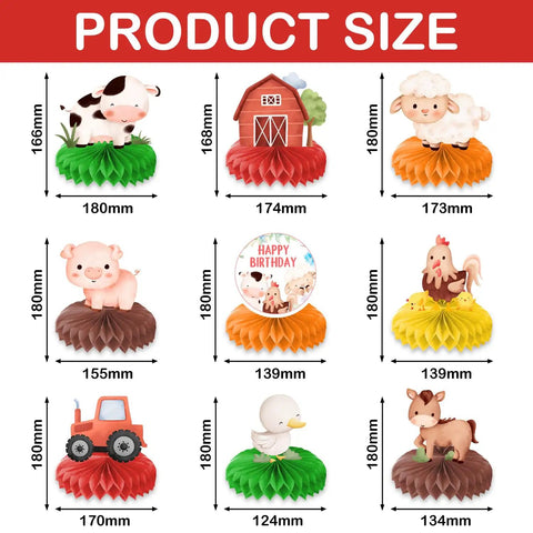 9 Piece Farm Honeycomb Centerpieces Set For Birthday Parties Farm Animal Theme Table Decor And Party Favors Gifts