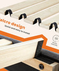 Velcro design of heavy duty wooden slatted support for Full Size Platform Bed Frame With Adjustable Headboard, easy installation.