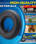 13 By 5.00-6 Inner Tube With TR-13 Straight Valve for lawn mowers, wheelbarrows, hand trucks, and go karts on blue background