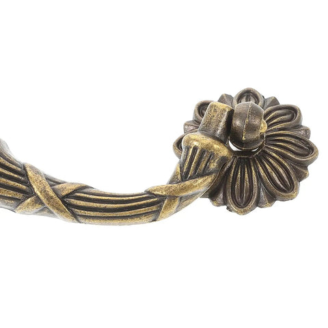 Detailed view of Vintage Cabinet Door Handle And Drawer Pull In Oil Rubbed Bronze Finish For Rustic Dresser Hardware with floral design.
