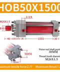 Diagram of Beefy Double Acting Tie Rod Hydraulic Cylinder Heavy Duty Lift System With 50mm Bore And 1500mm Stroke HOB50x1500