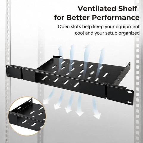 No Sweat One U Rack Mount Bracket For Micro Desktop Computers Featuring Smooth Rail Sliding And Tough Metal Armor Perfect For Modern Office Desks And Lean Server Racks Making Tech Setup A Breeze Across America, ventilated shelf for cooling