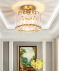 Brass Semi Flush Ceiling Light Fixture Chandelier For Hallways Dining Rooms Foyers Living Rooms Bedrooms And Entryways Dope Modern Sparkle With Elegant Glass Reflection For A Luxe Everyday Glow