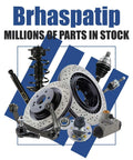 Brhaspatip automotive parts display showing various brake components, suspension parts, and engine components in stock.