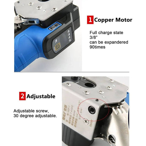 Electric Flare Tool Kit For HVAC Pros, copper motor, adjustable screw, close-up view