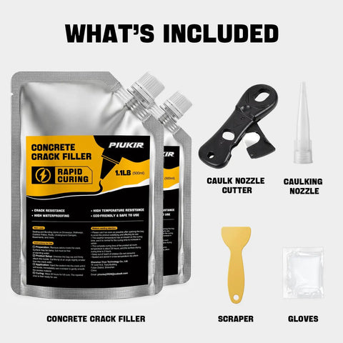 Heavy Duty Concrete Crack Filler And Asphalt Sealant 2 Pack Oil Based Self Leveling Driveway Repair Patch with tools included.