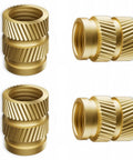 40 Pack One Quarter Inch Brass Heat Set Threaded Inserts With UNC Knurled Nuts For One Quarter Twenty Threads, 8x8mm Length