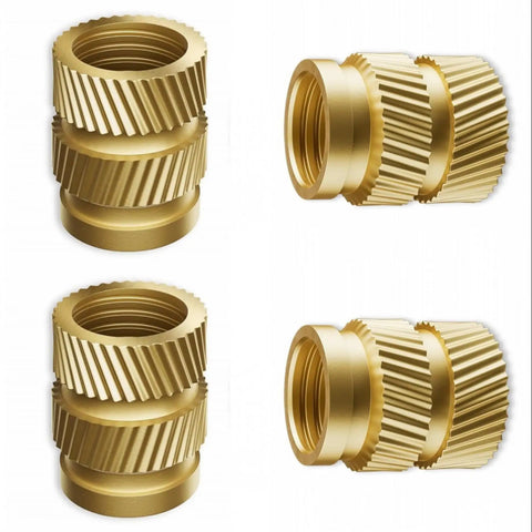 40 Pack One Quarter Inch Brass Heat Set Threaded Inserts With UNC Knurled Nuts For One Quarter Twenty Threads, 8x8mm Length