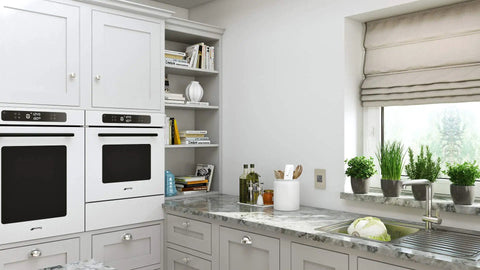 Kitchen with installed Tamper Resistant Self Test GFCI Outlet Duplex Receptacle 15 Amp Magnesium Finish