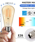Dimmable Vintage E26 LED Light Bulb 2200K Warm White 5.5W 60W Equivalent Glass ST19 Antique Edison Style 400 Lumens Dope