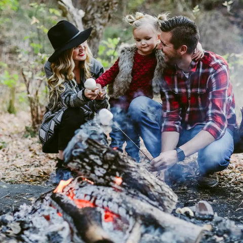 Family using Marshmallow Roasting Sticks Set Of 2 With Multiple Attachments For Campfire S'Mores by campfire