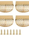 Pack of 4 Solid Brass Edge Pulls For Cabinets And Dressers In Brushed Gold Finish with screws, durable, heavy duty, polished edges, 2-3/8 inches long