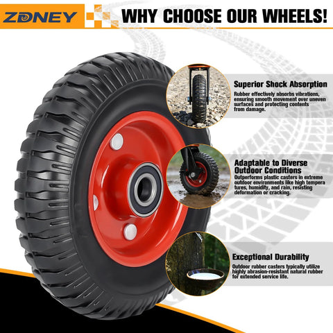 Heavy Duty 8 Inch By 2 Inch Casters Set Of 4 With 3600 Lb Total Capacity And 900 Lb Per Caster Solid Rubber Wheels With Knobby Tread