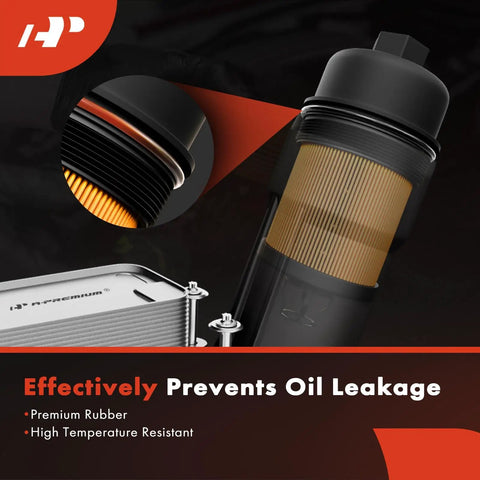 Close-up of 10K Miles Protection Oil Filter for Mercedes Benz and Infiniti showing rubber seal and filter material