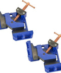 Two Pack Cast Iron Welders Angle Clamp Set For Heavy Duty Two Axis 90 Degree Right Angle Welding Clamp Self Centering Jig Fixture For Woodworking Miter Clamp Projects, blue clamps.