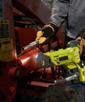 Person using Grease Gun Tip and 9-Piece Quick Connect Coupler Kit with Pouch, Pro Grade Grease Fittings Set on machinery