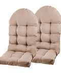 Beige Adirondack Chair Cushion Set With Ties 44 By 19.4 By 4 Inches High Back Rocking Patio Cushions Cozy Water And Stain Resistant Fade Resistant Sunscreen Ready 2 Pack