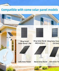 2 In 1 Pole And Wall Mount For Cameras And Solar Panels Compatible With Ring Blink Eufy Arlo Wyze Solar Panels And Cams Universal Quarter Inch Screw Adjustable Angle For Easy Outdoor Security Setup next to house with illustrated solar panel compatibility chart