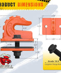 Upgrade 2 Pack Three Eighths Inch Tractor Bucket Grab Hook Grade 70 Forged Steel Bolt On Mount dimensions