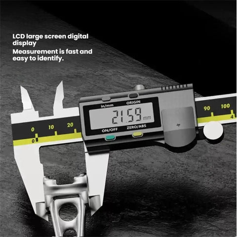 Beast 6 Inch Digital Caliper With Absolute Encoder, High Precision 0.01mm Resolution, 200mm Stainless Steel Electronic Measuring Tool For Machining, Woodworking, Automotive, And DIY Projects showing LCD display and jaws