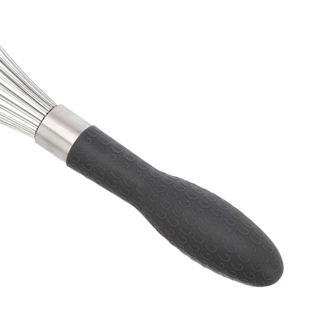 Stainless Steel Balloon Whisk Set 3 Piece With 9 Inch 10 Inch And 11.5 Inch Sizes Easy Grip Ergonomic Handle detail close-up view